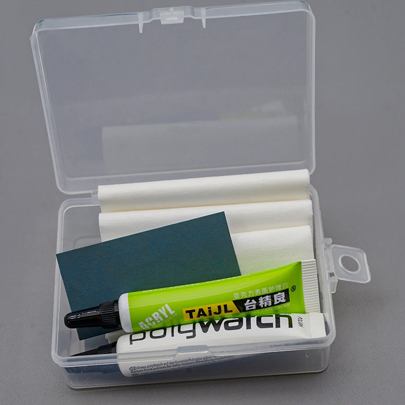 Polywatch Glass Polishing Compound and Grinding Paste Tool Kit for Repairing Scratches on Acrylic and Crystal Glass