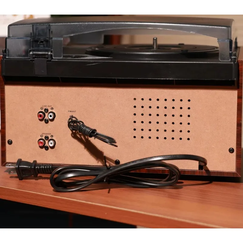 1-In-1 turntable player Gramophone Vinyl phonograph with external speakers AM FM radio Bluetooth tape playback