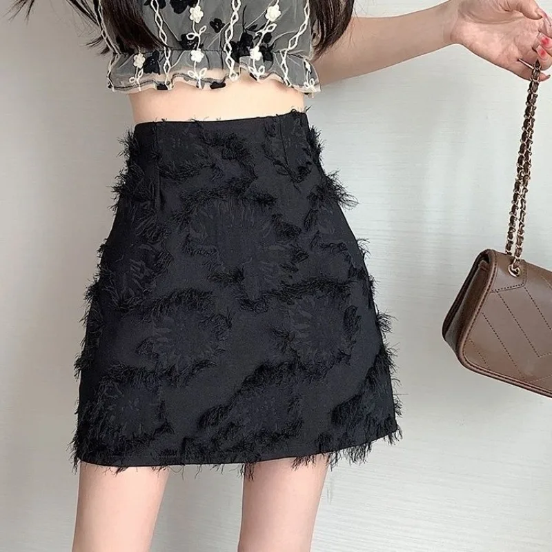 2024 Winter New Tassel Temperament A-word Skirt Korean Version of High Waist Niche Short Skirt