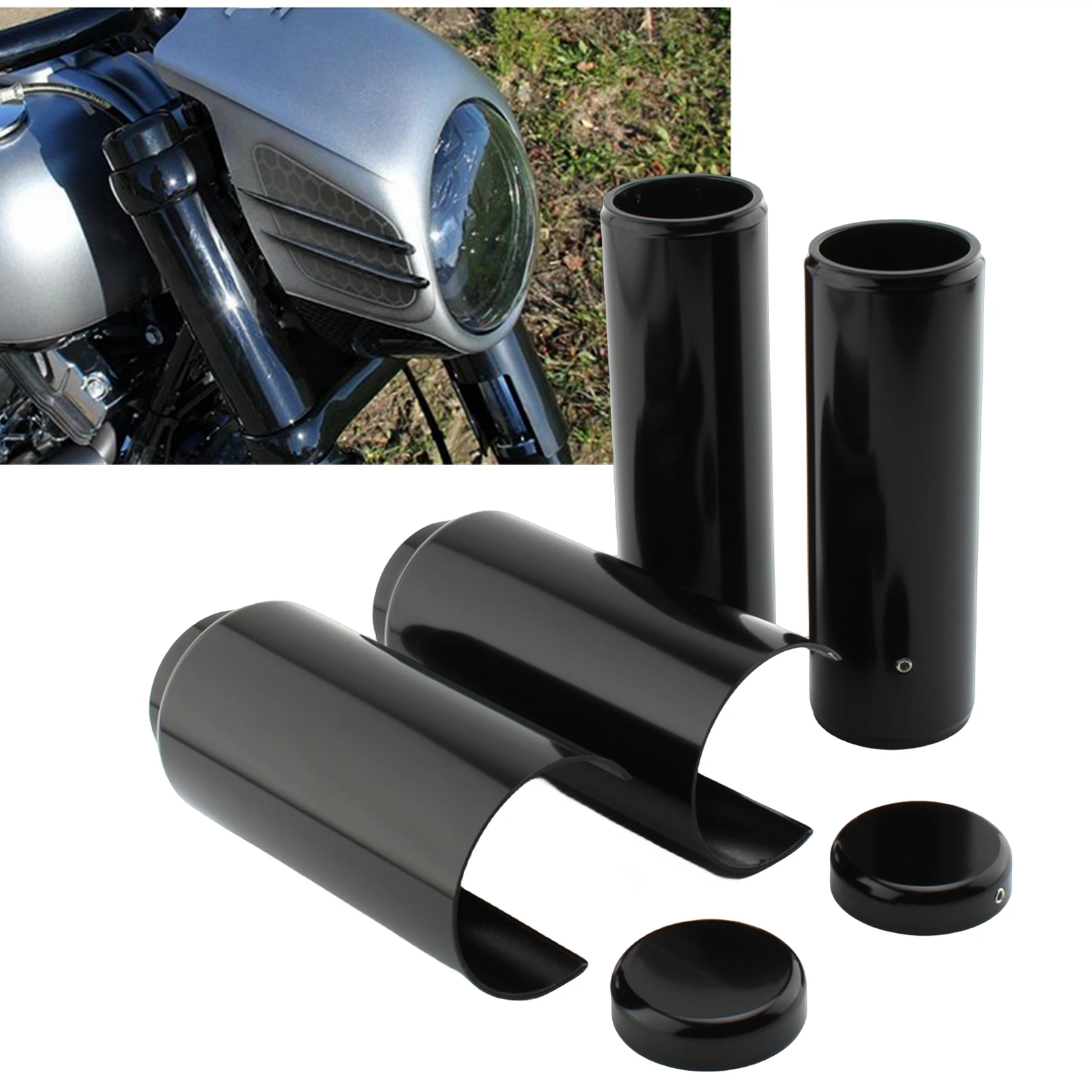 Motorcycle Upper+Lower Fork Cover Guard Tube Caps For Harley-Davidson Breakout FXSB Hard Candy Custom FXSB 2013-2017