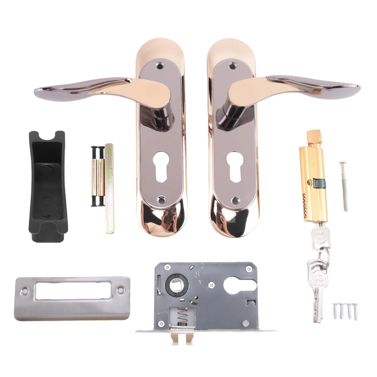 

A43T Indoor Household Door Handle for Home with Security Lock Key Set Aluminum Alloy