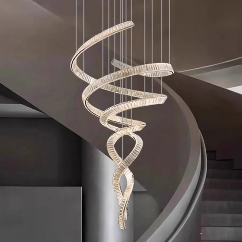 Modern Crystal stair chandelier lights indoor lighting Ceiling lamp hanging light led Chandeliers for living room indoor lightin