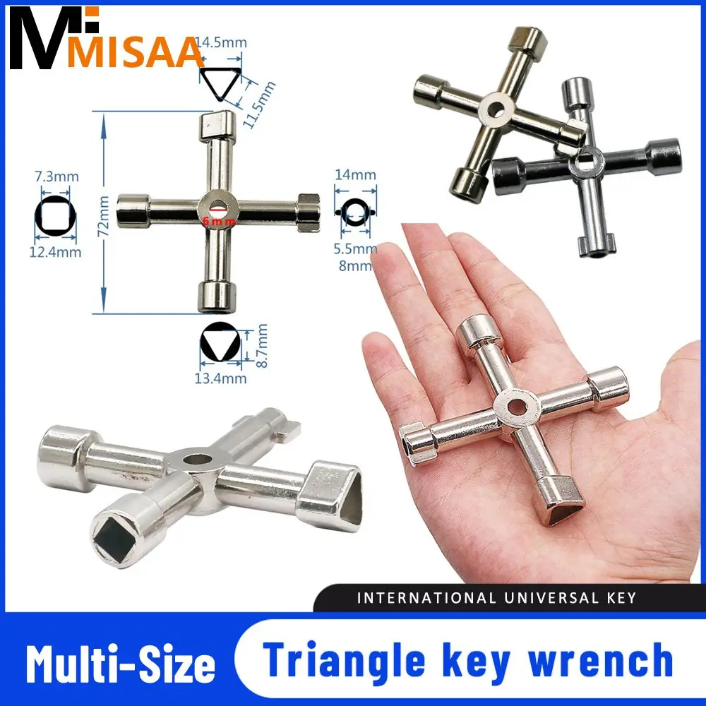 Multifunction 4 Ways Universal Triangle Wrench Key Plumber Keys Triangle For Gas Electric Meter Cabinets Bleed Radiators Tools