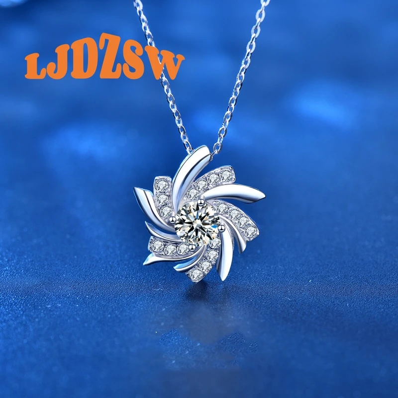 Luxurious 0.5ct Moissanite Windmill Pendant Necklace for Women S925 Sterling Silver with Adjustable Chain Perfect Jewelry Gift