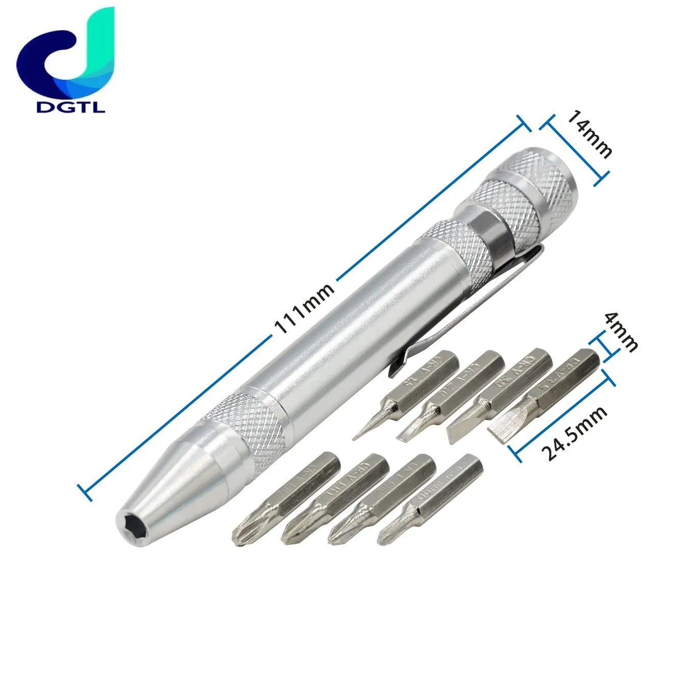 Hot Portable 8 in 1 Aluminum Pen Style Screw Driver Multi-Tool Precision Mobile phone Repair Tool Kit Screwdriver Set Bits