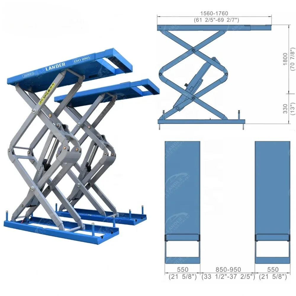 3500kgs Scissor Car Hoist Car Scissor Lift For Tyre Shop Home Car Hoist