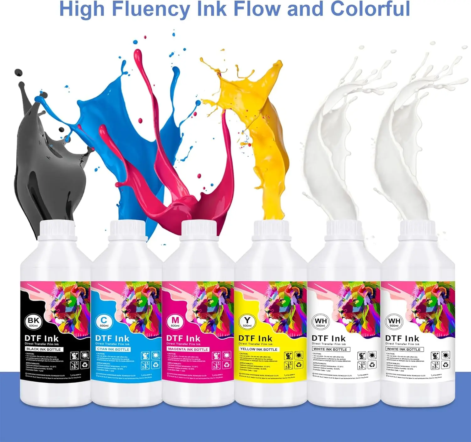 

Чернила DTF, совместимые с XP15000 L1800 L800 143 P400 P408 P600 P608 P800 R1390 R1800 R1900 R2000 R2400 R2880 и т. д. (6 упаковок, 500 мл)