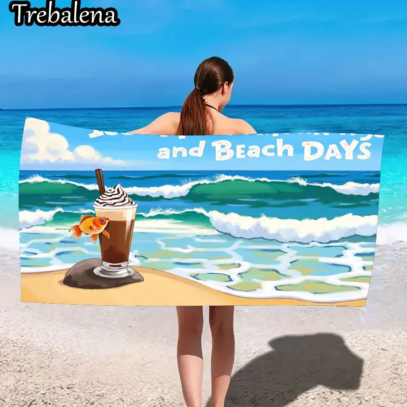 

Ультрамягкое пляжное полотенце 30*60 дюймов с кофейным полотенцем Beach Days Vibes Goldfish