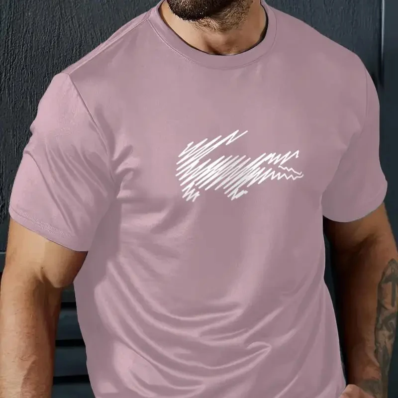 Camiseta de manga corta con estampado de rayas para hombre, camisetas informales de verano, ropa de calle de gran tamaño, Color sólido, moda para