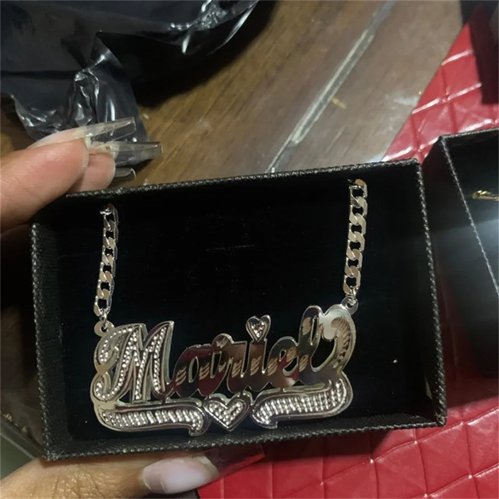 Imagem -02 - Colar Personalizado 3d Nameplated para Homens e Mulheres Nome Personalizado Jóias de Aço Inoxidável Pingente de Dupla Camada Presentes