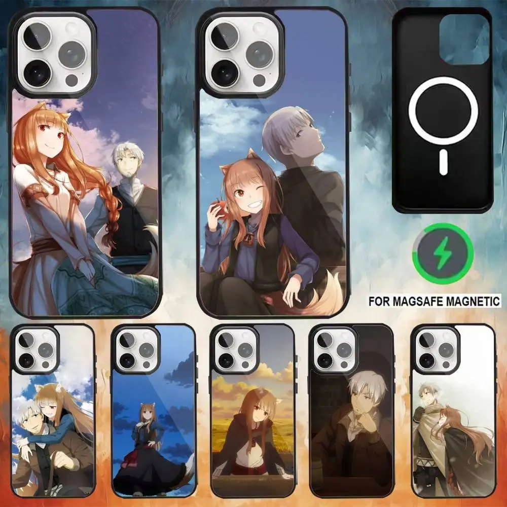 

Anime S-Spice and Wolf Phone Case For iPhone17,16,15,14,13,12,11 Plus,Pro Max Magnetic Magsafe Wireless Charging