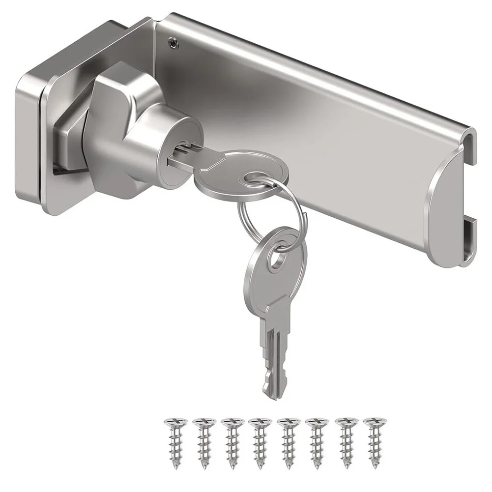 Right Angle 90 Degree Door Hasp Latch Lock for Sliding Barn For Gate Cabinet with Key Set Scratch Resistant Coat