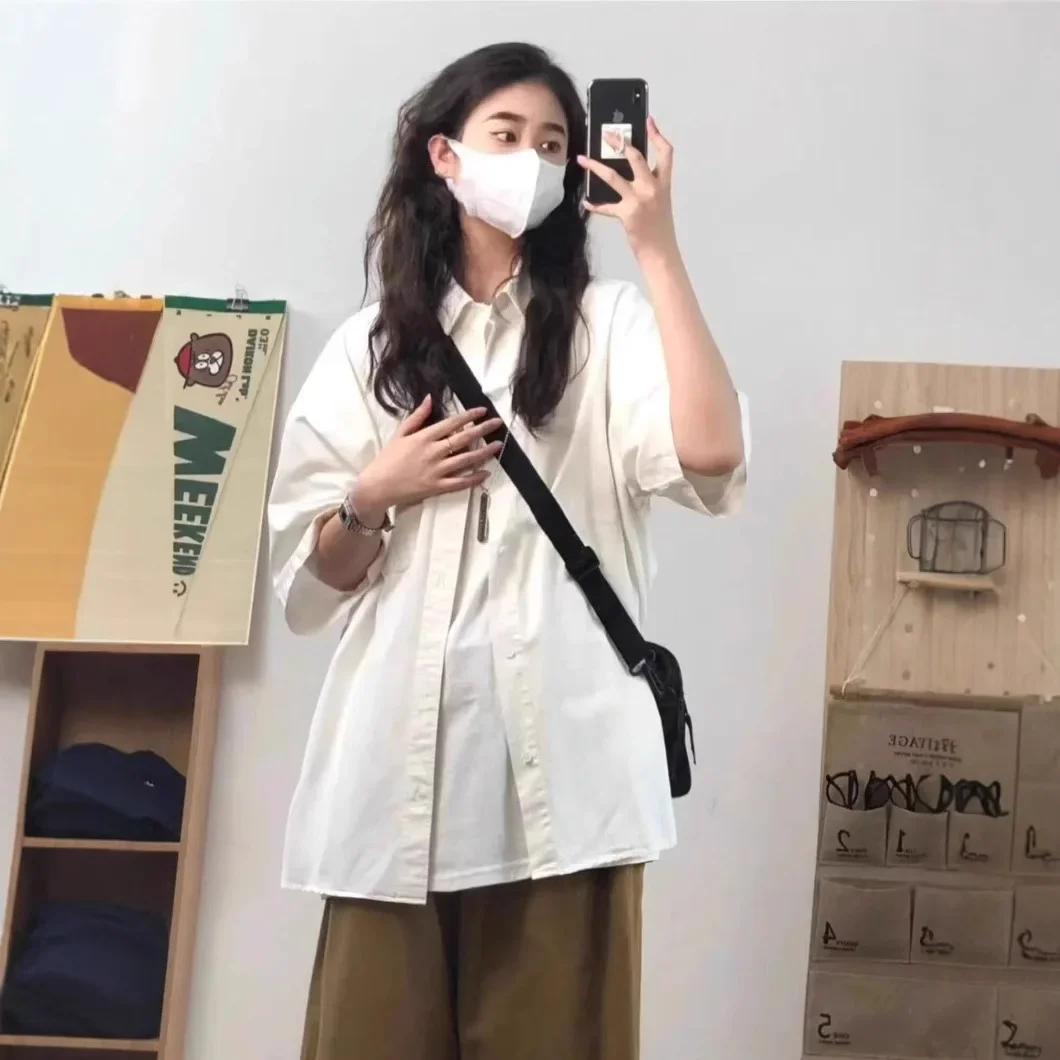 

Белая рубашка с короткими рукавами, женская новая летняя рубашка, верхняя одежда, дизайн, ниша, маленький топ в стиле bf