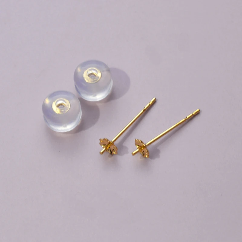 ZHIXI New Real 18K Gold Diy Stud Earrings Fine Pure Au750 Ear Jewelry Gift For Women 0005