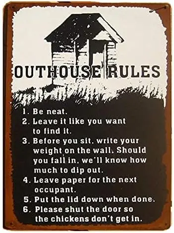 Cute Metal Sign Funny Bathroom Outhouse Rules Graphic Tin Sign Retro Bar Pub Cafe Retro Sign National Reading Day Vietnam Vetera