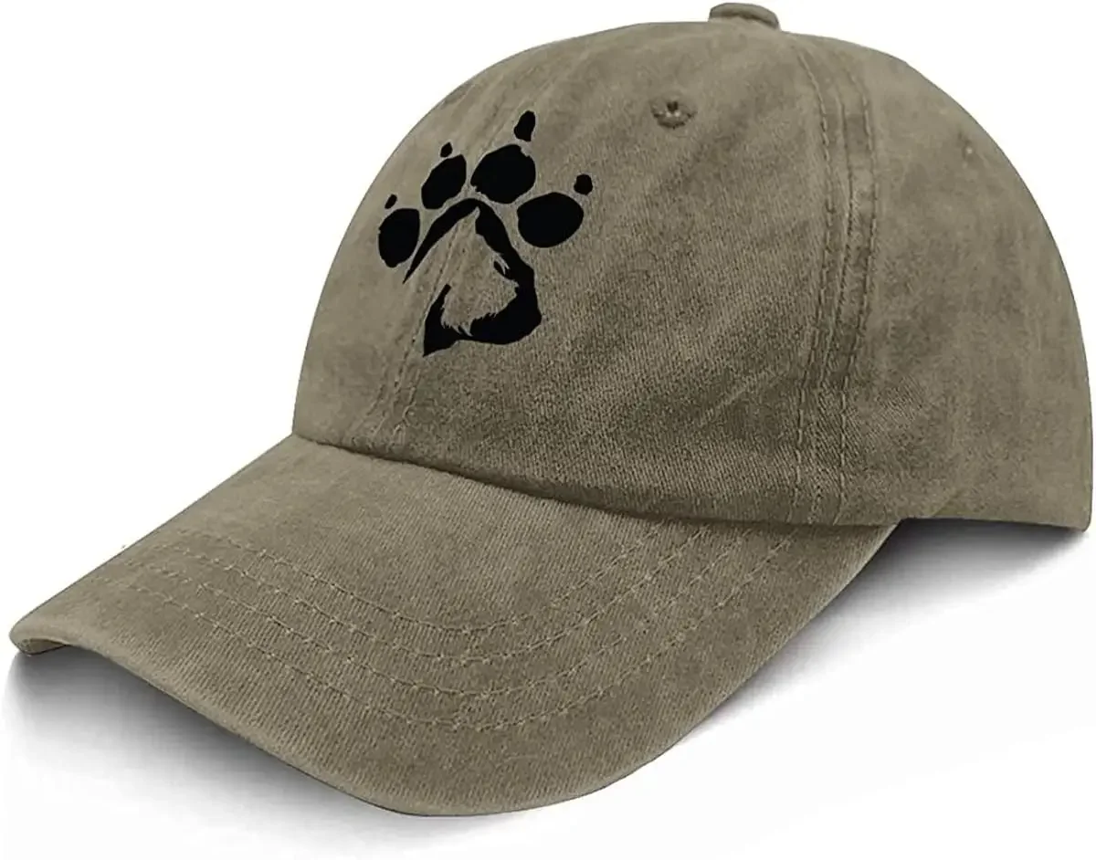 Schnauzer Paw Print Baseball Cap Vintage Washed Dog Owner Adjustable Dad Hats for Men Cotton Tennis Hat Dog Lover Gifts