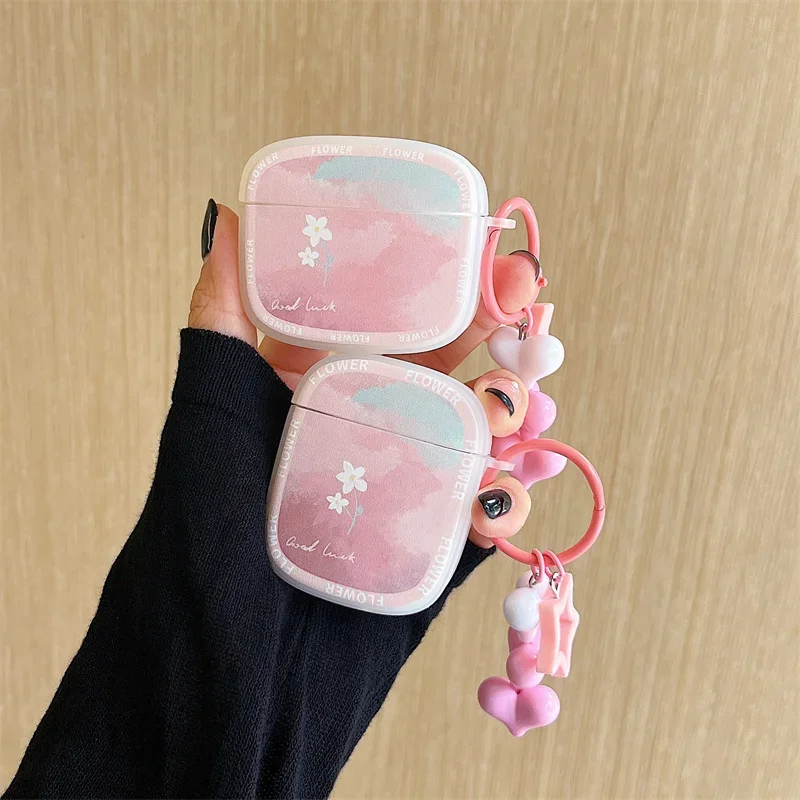 

Creativity Little flower color bleeding Earphone Case For Apple Airpods 4 Pro 2 3 4 Cover with Charm Headphone Charging Cases