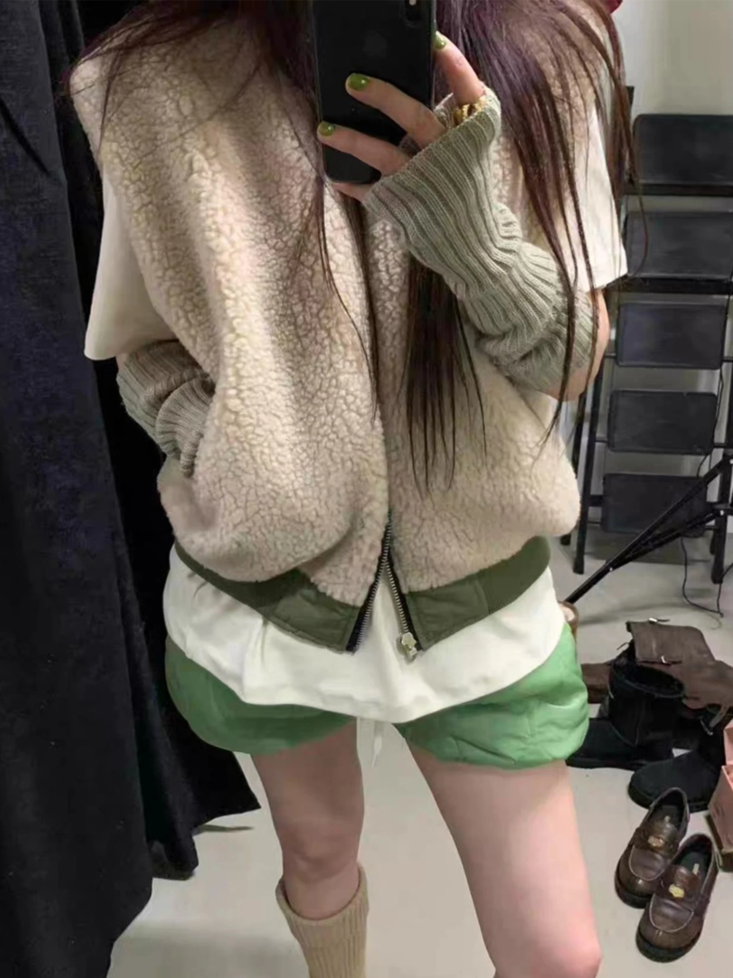 

Women's Double-Sided Wear Lamb Fur Vest Jaet Zipper Sle Cotton Top Versatile Winter New Arrival Commute Sle Loose Fit