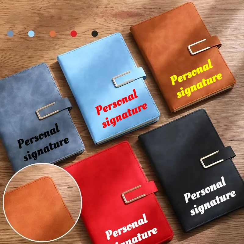 Custom A5 Vintage Leather Notebook with Personalized Soft Cover Bookmark Magnetic Clasp Journal Diary for Business College