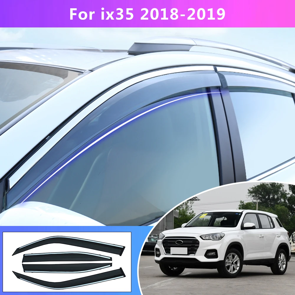 

Window Weather Shield For Hyundai IX35 2018 2019 Waterproof Sun Rain Visor Deflector Guard Car Styling Auto Accessories 4pcs