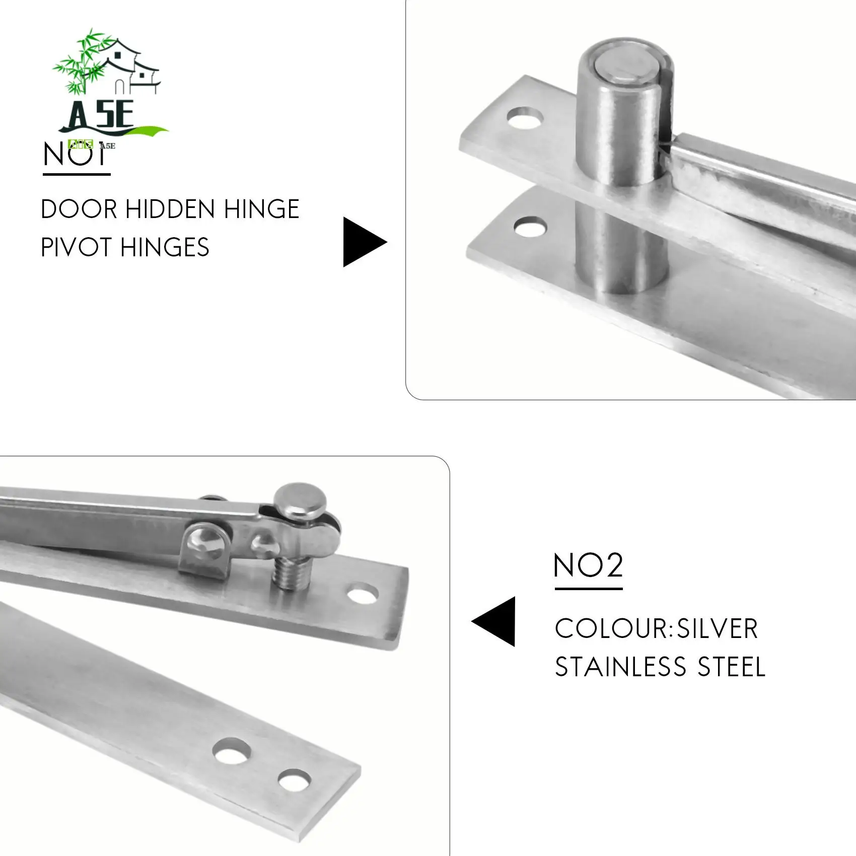 

A05E-Stainless Steel Pivot Door Hinge Heavy Duty Pivot Hinge For Wood Doors 360 Degree Shaft Stainless Steel Murphy Door Pivot H