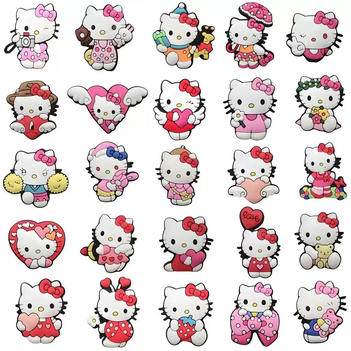 25-100PCS Cute Hello, KT Cat! Shoe Charms For Sandals,Shoe Decoration Accessories Shoe Pins Great Gift For Men Wom