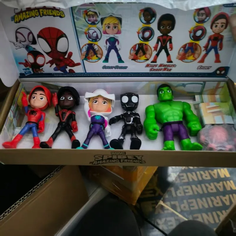 Figura de ação do Homem-Aranha cinco pessoas conjunto de luxo máscara presentes de coleção móvel