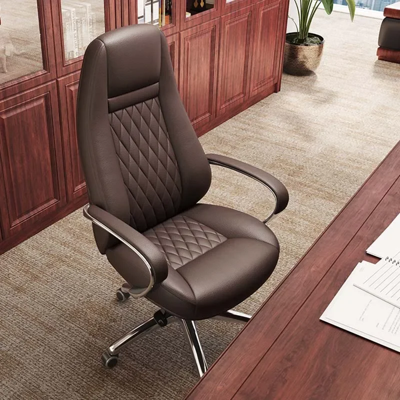 

-+-Leather Executive Chair Support Rotating Waterproof Luxury Modern Mobile Chair Comfy Leather Chaise De Bureaux Office Furnitu