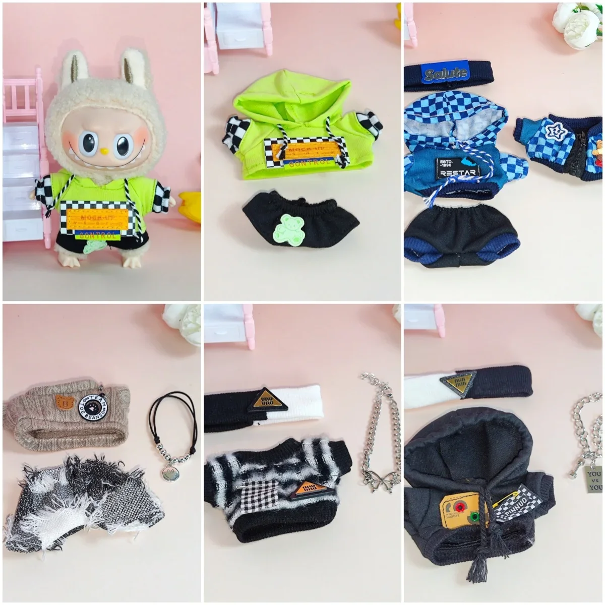 ملابس لسترات لابوبو ذات القلنسوة الملونة وإكسسوارات الدمى واللباس والزينة الجميلة
