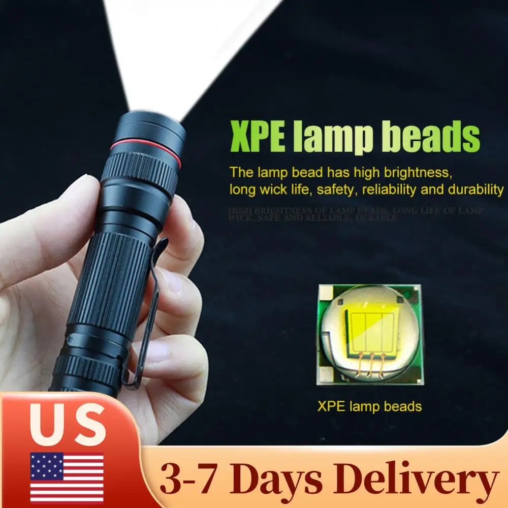 

Светодиодный фонарик XPE с зарядкой через USB, портативный фонарик для кемпинга, 3 режима, мини-суперяркий светильник для активного отдыха, походов, рыбалки