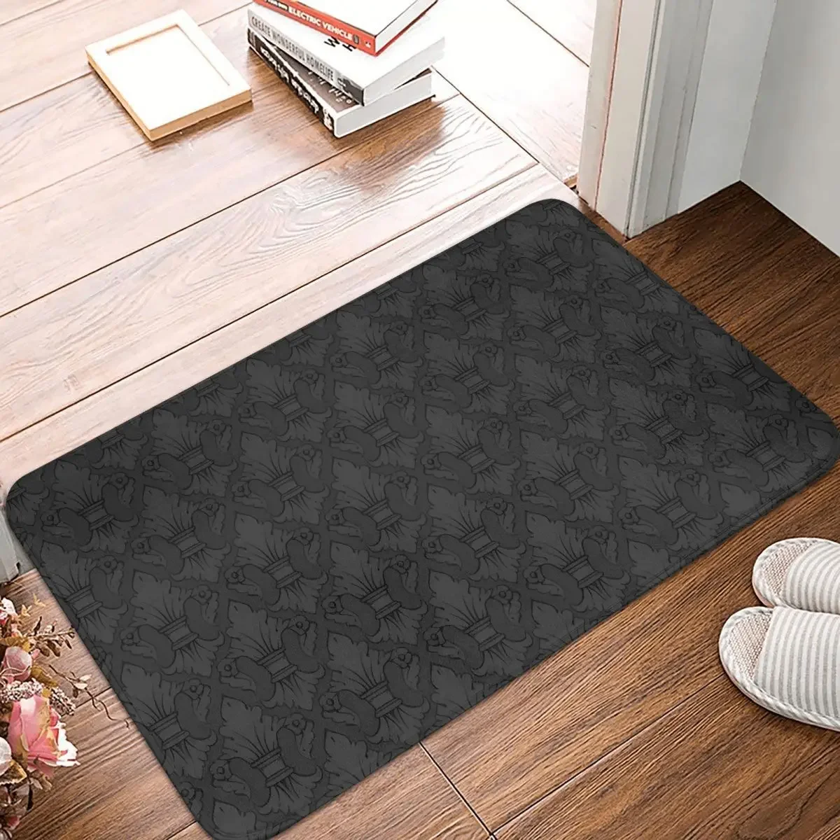 Fleur De Lys Bathroom Mat Gray Rug Home Doormat Kitchen Carpet Decor