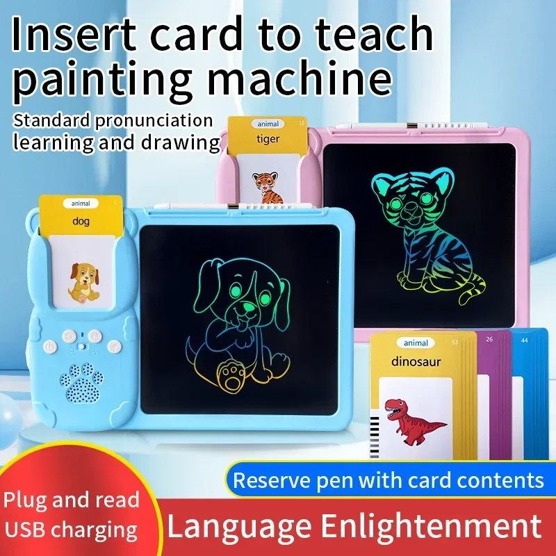 Cartões flash falantes, tablet de desenho, brinquedos educativos infantis, aprendizagem pré-escolar, máquina de leitura, cartão de personagem, inserção