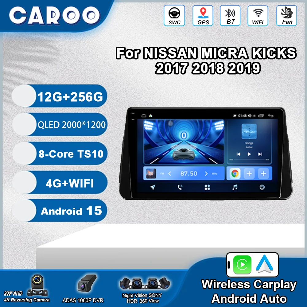 

Android 15 Carplay Auto For NISSAN MICRA KICKS 2017 2018 2019 Car Radio Multimedia Video Player Navigation GPS No 2Din 2 Din 4G