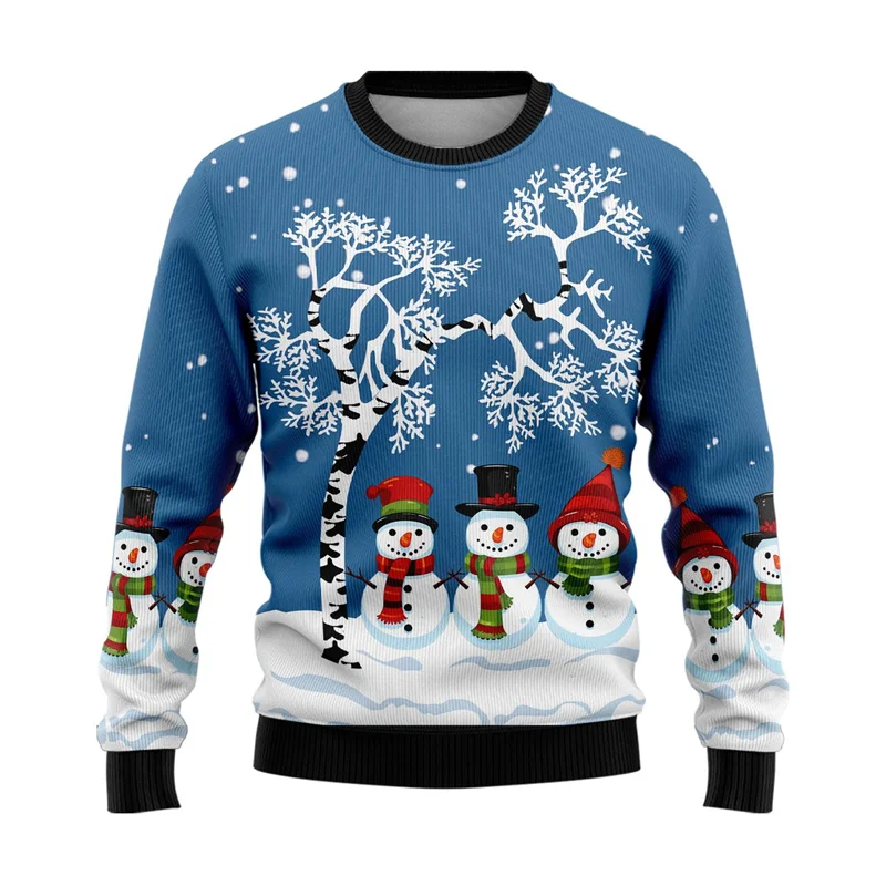 

3D Printed Snowman Christmas Sweatshirt For Men Women Cute Snow Pattern Hoodies Casual Harajuku Loose Kids Tops O-Neck Pullover