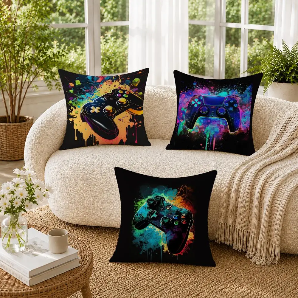 Hot Colorful Game Gamepad Cushion Cover Soft Short Plush Pillow Cases Hidden Zipper Cutecore Sofa Bedroom Home Decor Gift