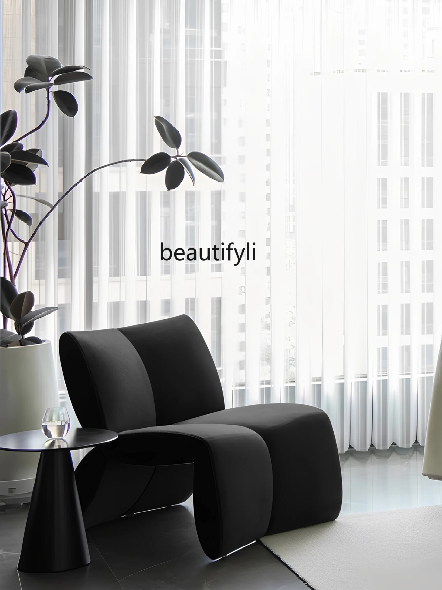 

Sofa chair black creative small apartment living room, single chair, balcony leisure