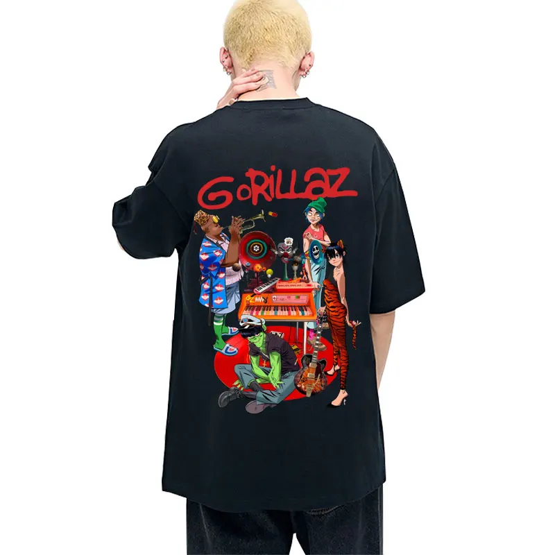 

Gorillaz Band T-shirt Men Women Hip Hop Rock Fashion Cartoon Trend Streetwear Male Vintage Casual High Quality Cotton T Shirts
