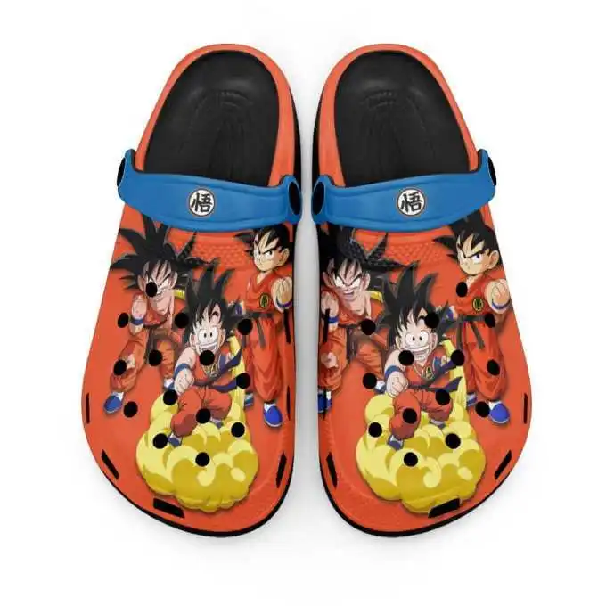 Fashion Dragon Anime Clogs Slippers Goku Vegeta Print Hole Shoes Lightweight Nonslip Summer Beach Garden Sandals for Men Women