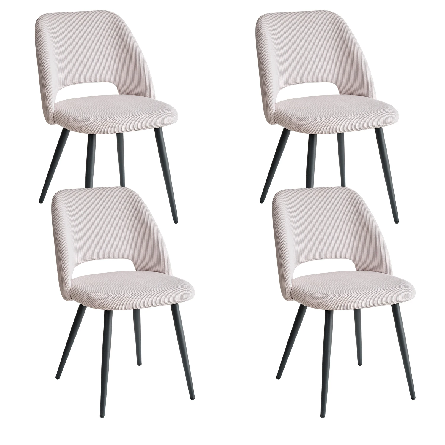 Ensemble de 2/4/6 chaises de salle à manger élégantes en velours côtelé, siège en tissu doux, design ergonomique, adaptées à l'espace à manger familial
