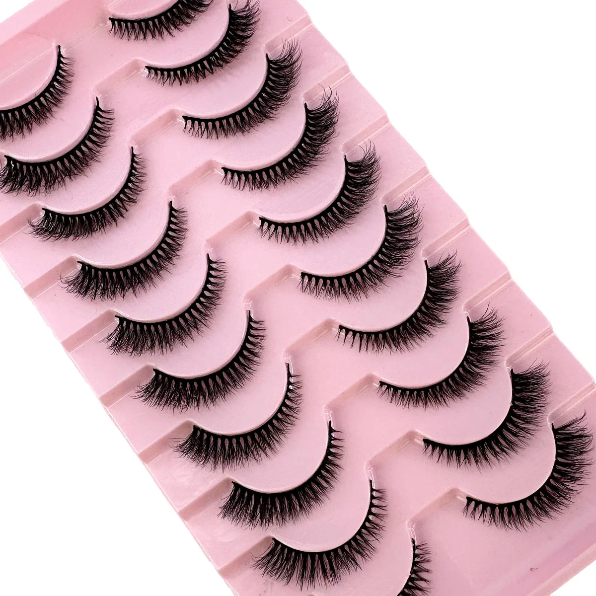10 par 8-14mm rzęsy naturalne krótkie rzęsy z norek puszyste długie sztuczne rzęsy makijaż rzęsy kota rzęsy z norek rzęsy wielokrotnego użytku