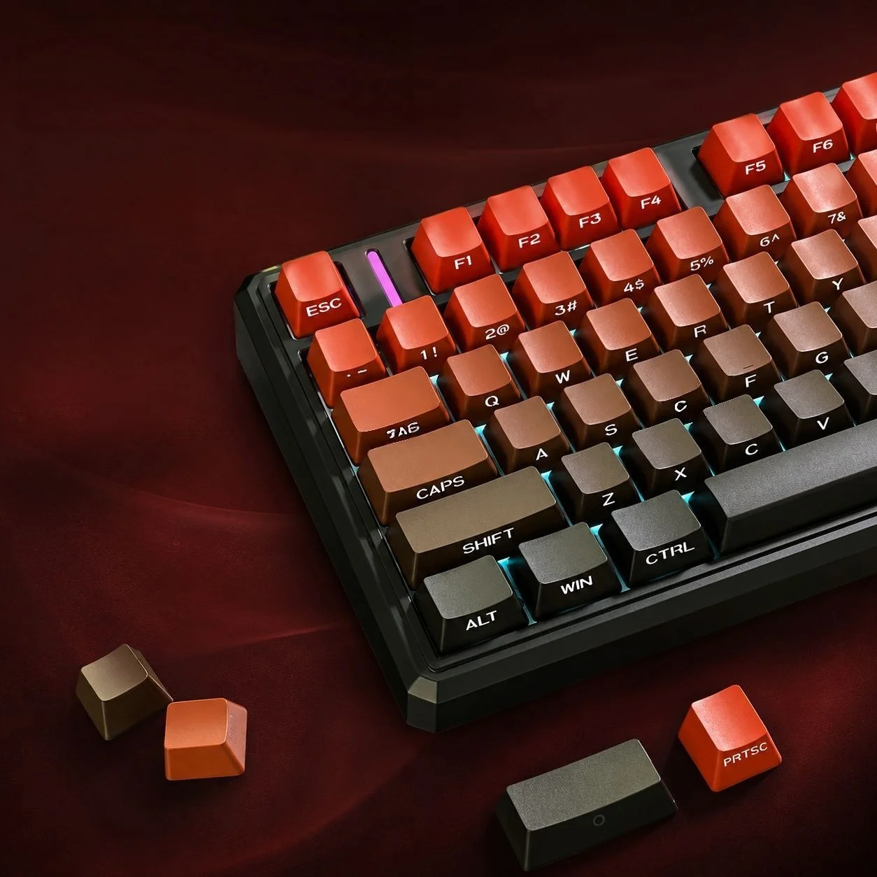 134 Keys Gradient Red PBT Double Shot Keycaps OEM Profile Side Printed Shine Through Keycaps for MX Switches Gaming Keyboards