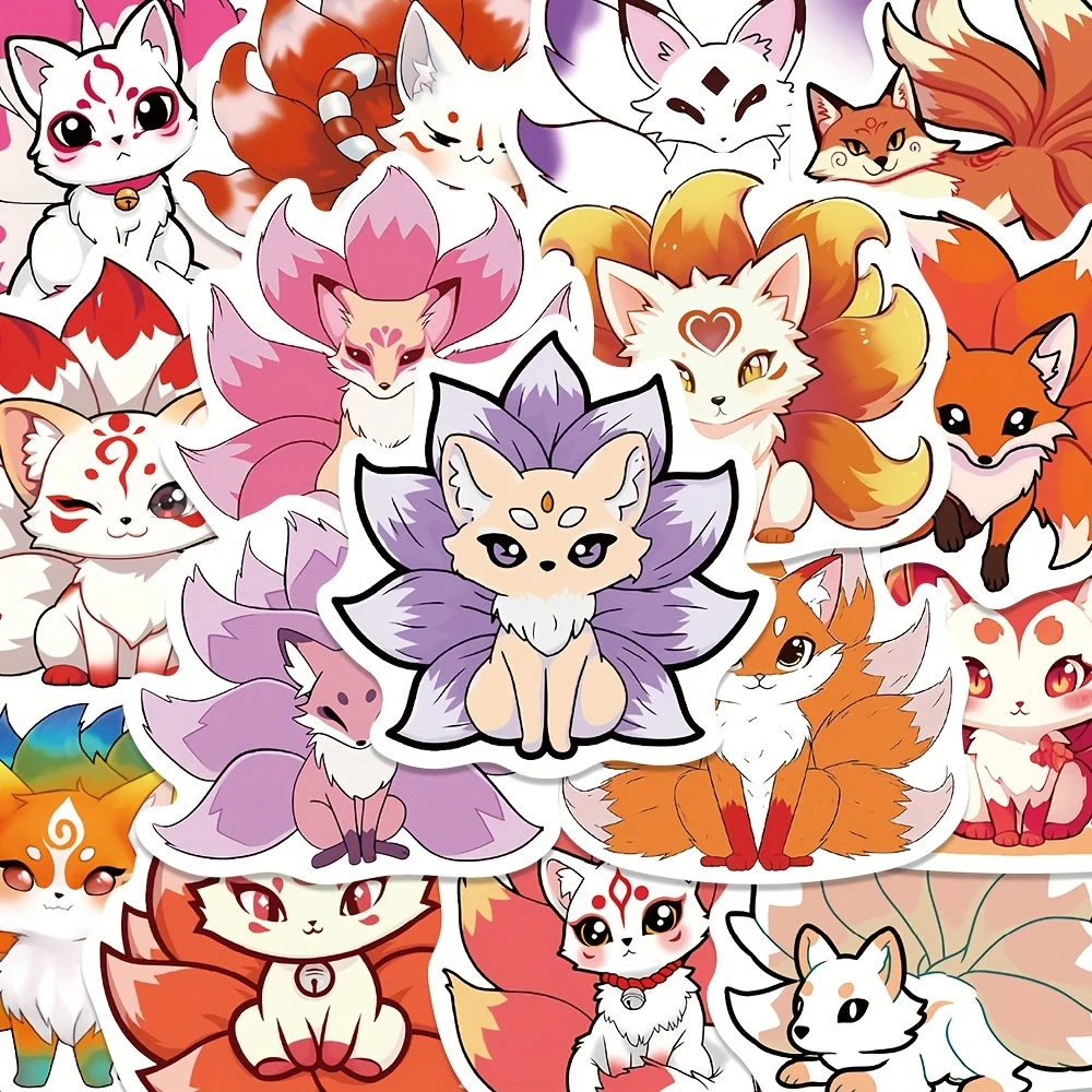 

50pcs Cute Cartoon Fox Stickers Aesthetic Graffiti Decal DIY Scrapbook Guitar Stationery Bottle Skateboard Teens Gift Stickers