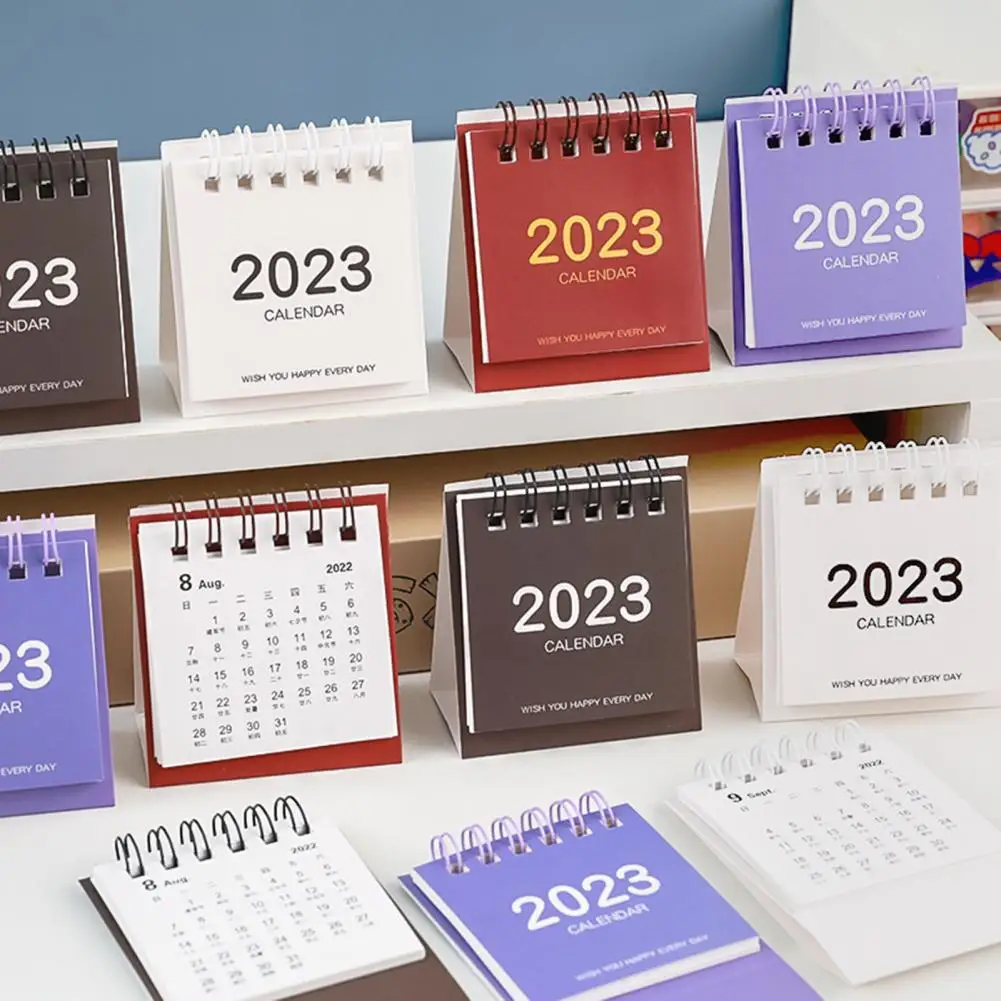 Calendario de escritorio duradero, Mini Calendario de escritorio con tapa de pie ligero 2023