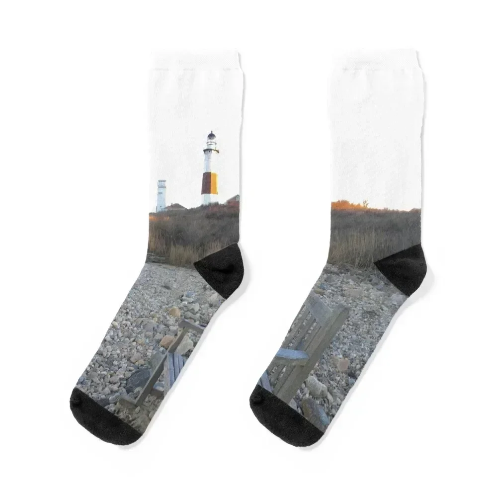 

Montauk Lighthouse New York Socks colored custom sports Lots ankle Socks Men Women's