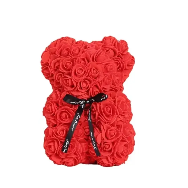 Oso rosa, nuevos regalos del Día de San Valentín, osos de flores de 25cm, decoraciones florales artificiales, regalo del Día de la madre para el Festival de la novia y