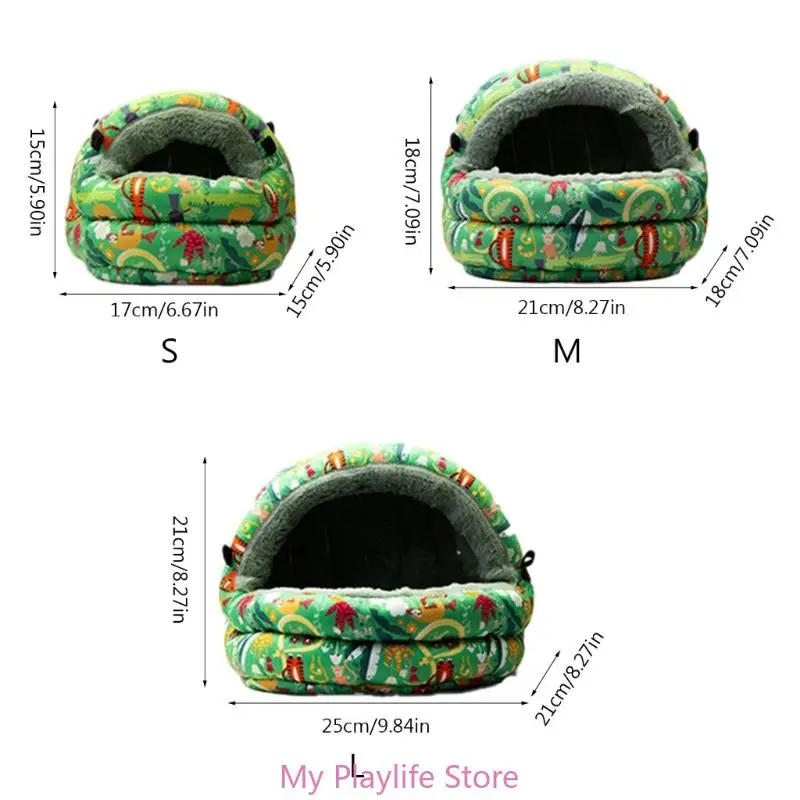 Winter Warm Bed for Bird Cave Hideaways Nest for Parakeets Budgies Parrots Cartoon Patterned Bird Hideaways Shelter Bed