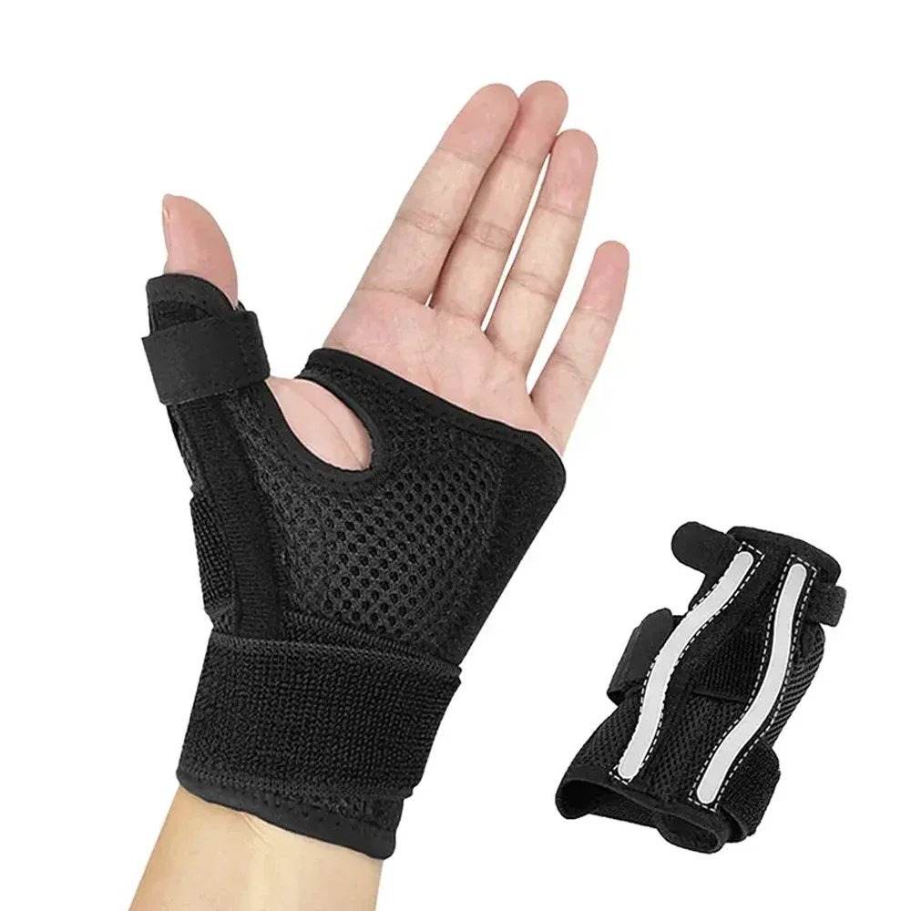 1Pcs Wrist Support Protector, Hand Thumb Brace Compression with Removable Steel Sports Exercises Training, Fits for Both Hands