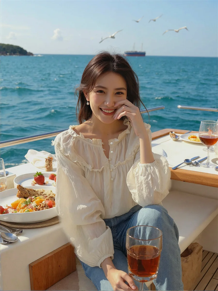 قمصان نسائية كم طويل فانوس المشمش Y2K أزياء الشارع الجمالية نمط بسيط أساسي الحد الأدنى زر الجبهة البلوزات القطنية