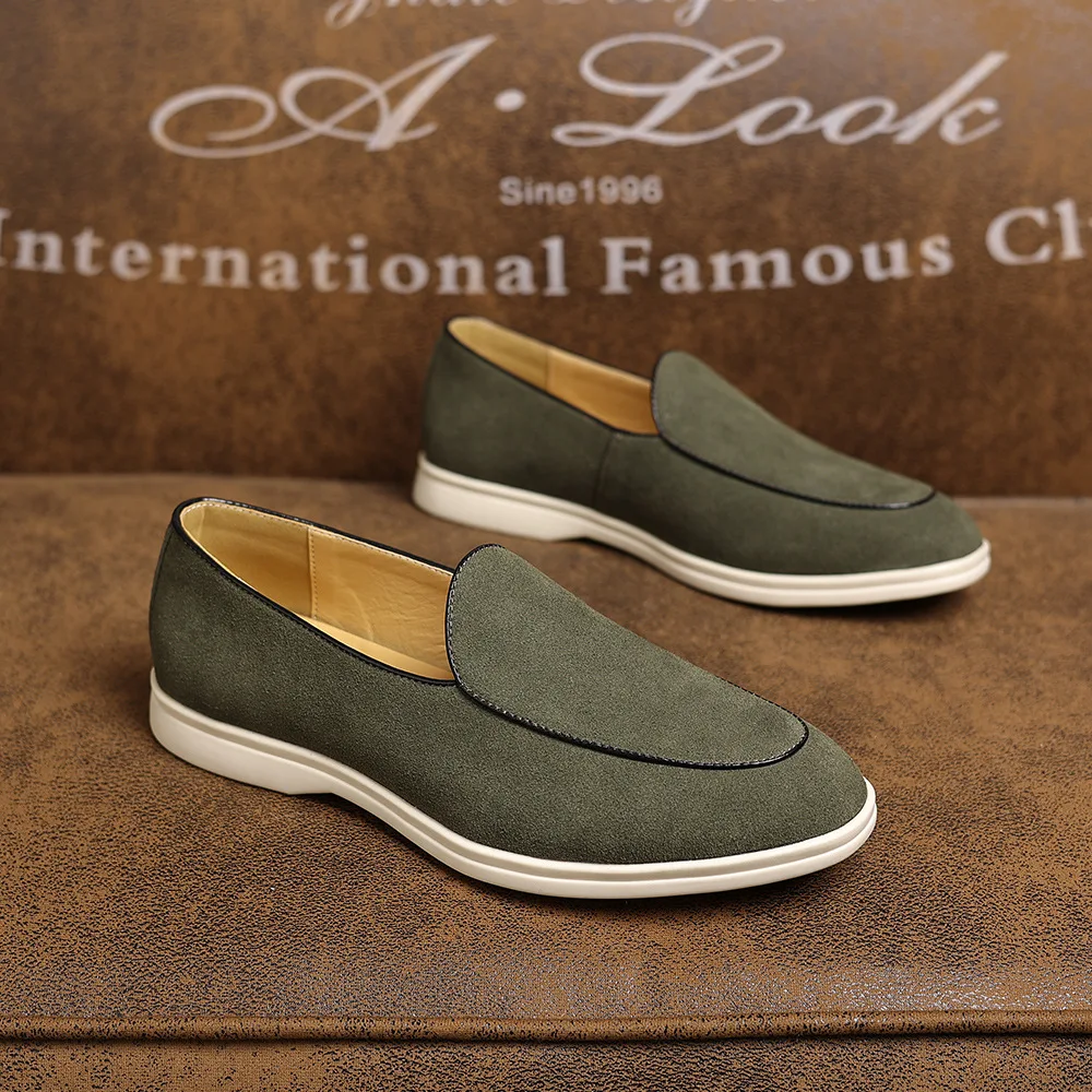 

Leather Men Footwear Slip on Office Man Formal Shoes Wedding Party Men Dress Shoes Breath Driving Lazy Loafers Moccasins
