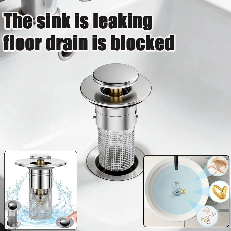 

1-20PCS Stainless Steel Drain Stopper Hair Trap Pop Up Core Anti Odor for Bathroom Sink Washbasin Shower Floor Drain